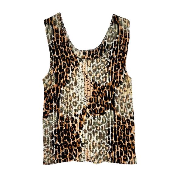 Tops & Tees | Vintage 90s M 
Leopard Animal Print Pleated Stretchy Popcorn Tank - Picture 1 of 6